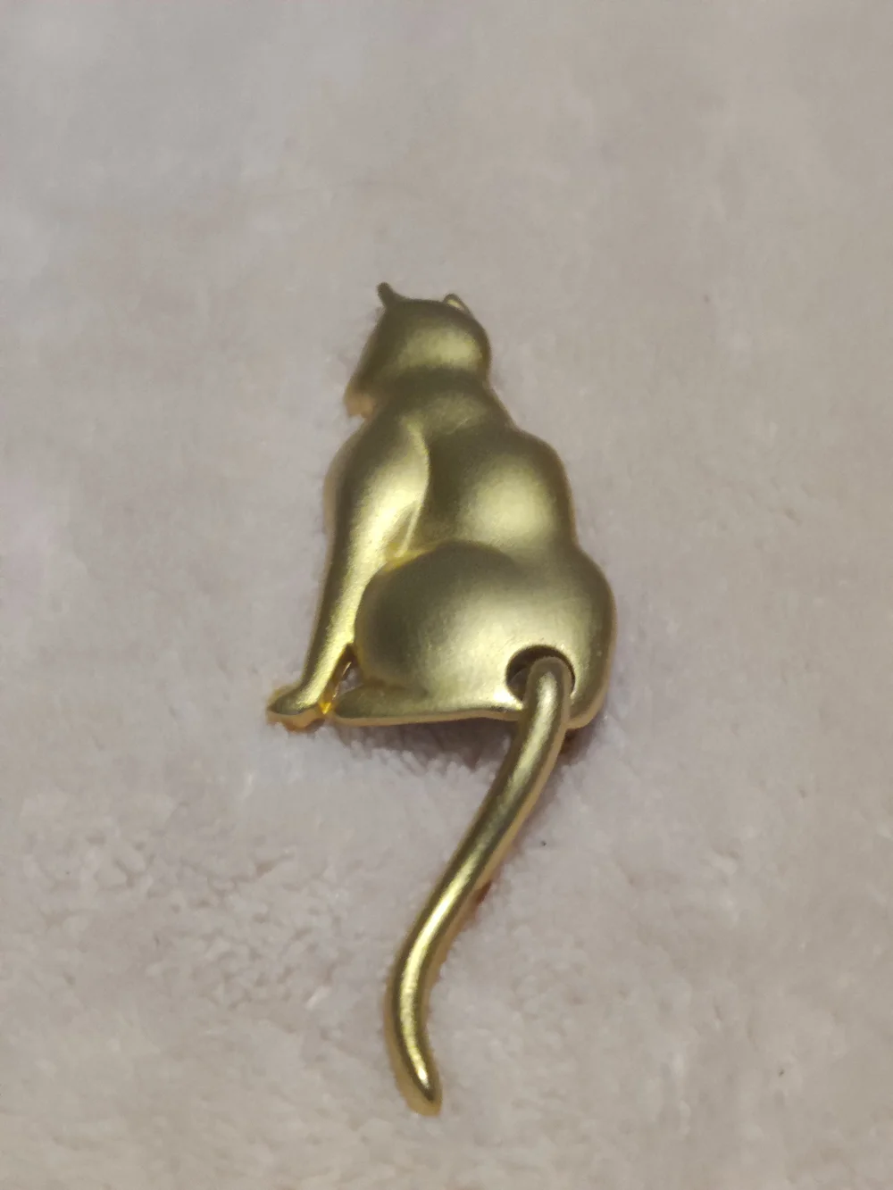 Gold Cat-Shaped Enamel Pin - Classic Cat Silhouette